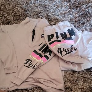 Pink Logo Sweatshirt and Shorts Set